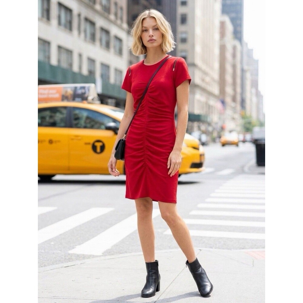 Vintage Y2K miss sixty m60 red ruched bodycon mini dress